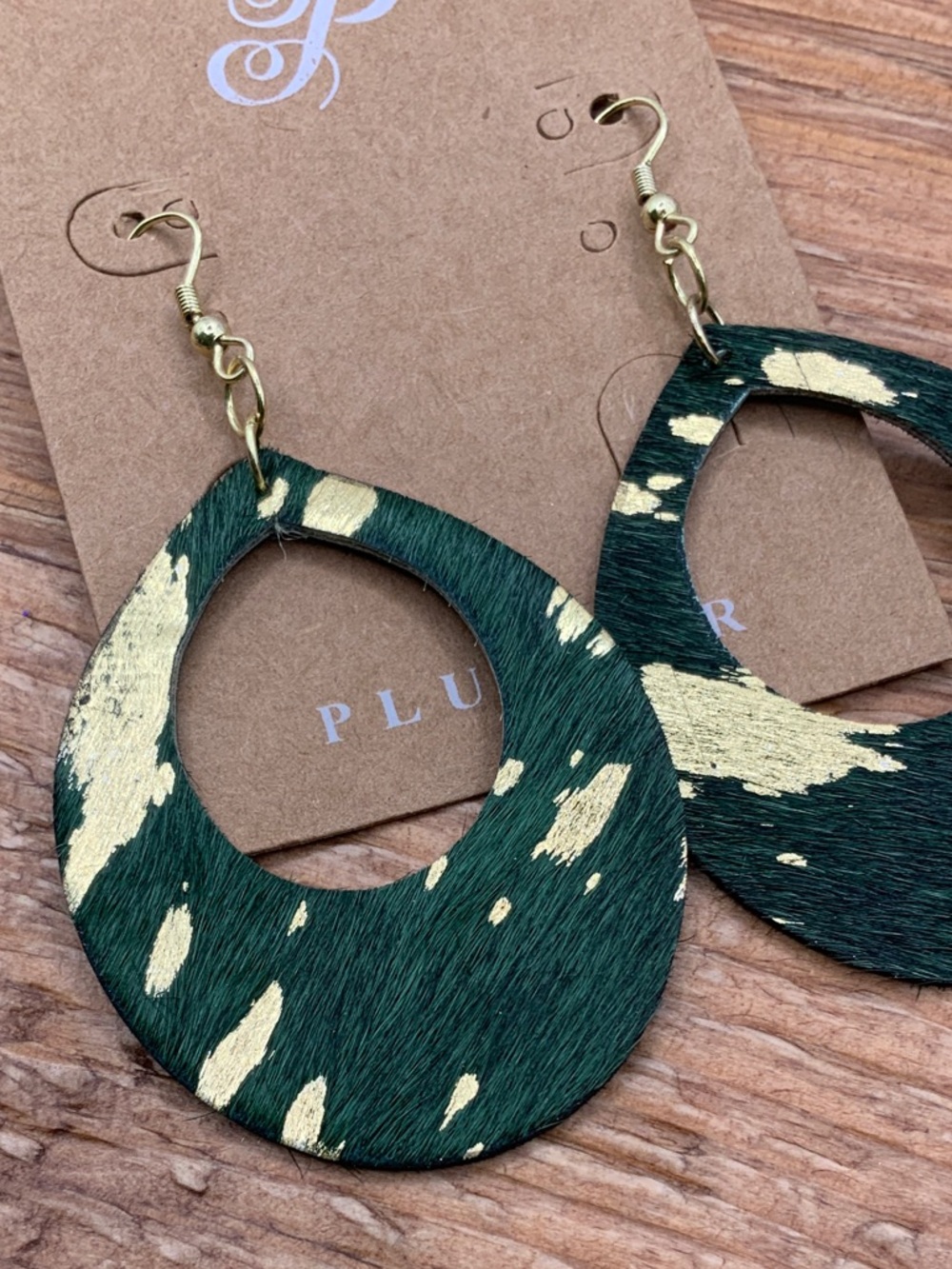 Plunder Design Teahan Green Gold Tone Teardrop Earrings